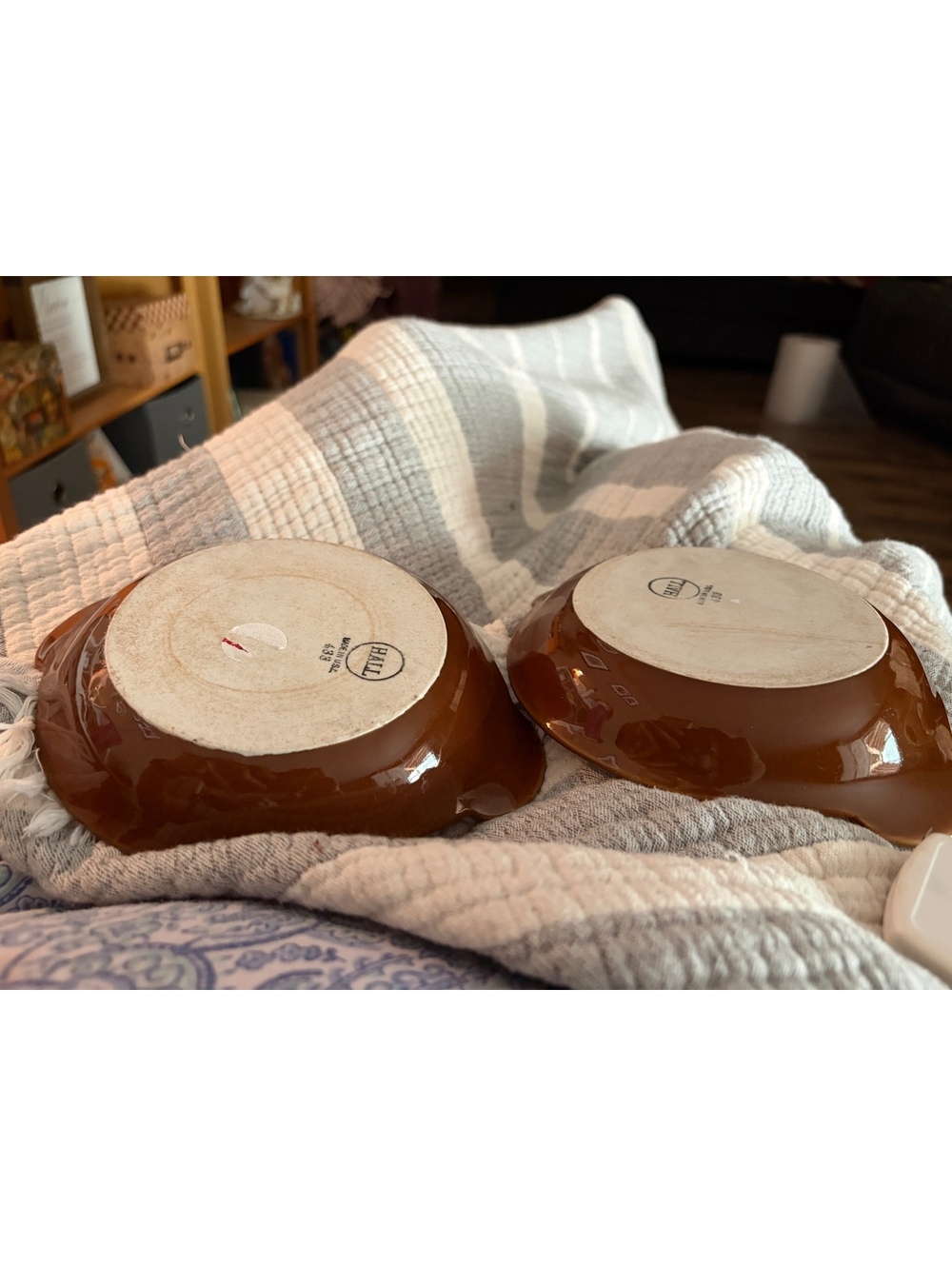 Vintage hall Brown and White Casserole Dishes Set of 2